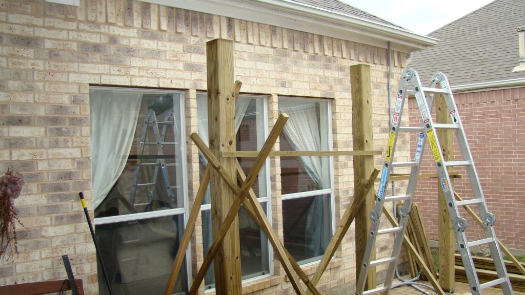 POSTS ARE  PLUMBED AND READY FOR BEAMS